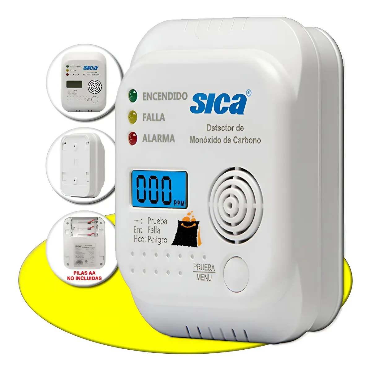 Detector Monóxido CO Sica con Sirena y Display Digital
